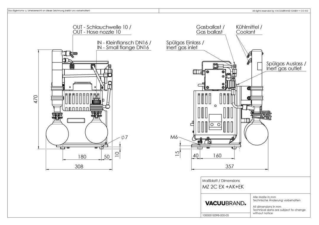 Chemistry vacuum system MZ 2C EX + AK+EKtwo stage, 230