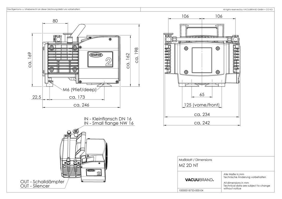 Diaphragm pump MZ 2D NT | VACUUBRAND