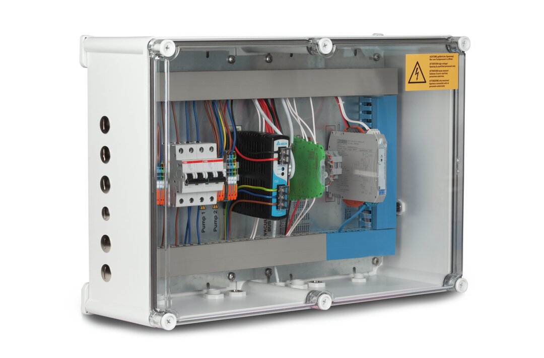 Connection Box 100,Connection box for simplified installation and control ofATEX VARIO chemistry diaphragm pumps withvacuum controller (VACUU·SELECT or CVC 3000) andone vacuum sensor (both are available separately)