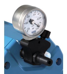 Chemistry vacuum regulator valve unit,
manually controlled, with analog pressure
gauge for chemistry diaphragm pumps
ME 1C, MZ 1C, with hose nozzle 10 mm