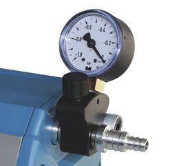 Manual vacuum regulator valve withanalogue pressure gauge for diaphragmpump ME 1, with hose nozzle DN 6/10