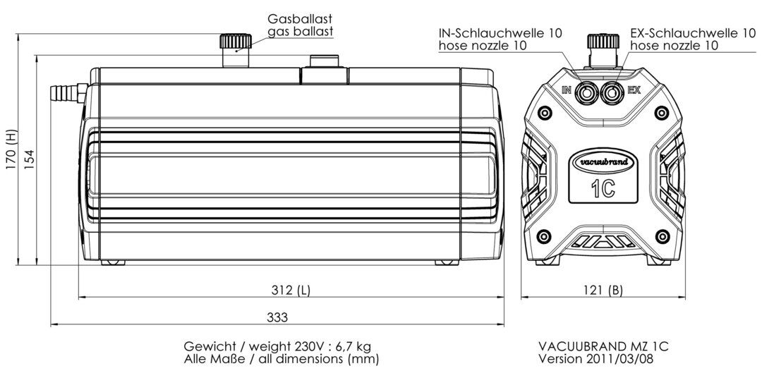 MZ 1C Chemistry diaphragm pump | VACUUBRAND