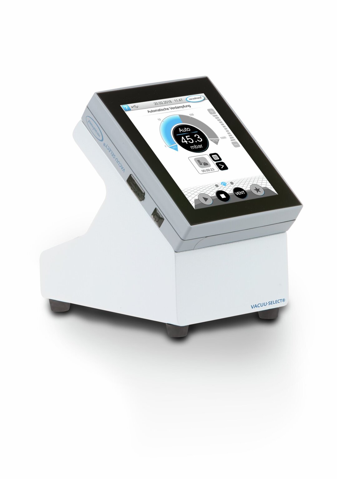 VACUU·SELECT régulateur compact,version de table, avec électrovanne de régulation,PVDF/plastique fluoré,100-230V / 50-60Hz, prise CEE/CH/UK/US/AUS/CN